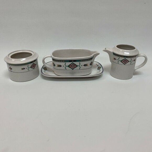 Studio Nova Adirondack Gravy Boat Creamer Sugar Bowl Mikasa Aztec Design Y2201 - Picture 1 of 8